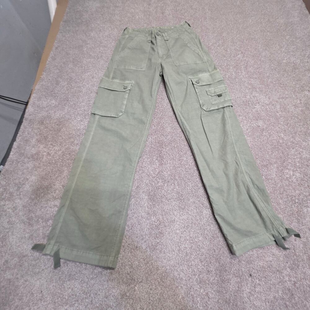 Parachute Baggy Jogger AEO Wide Leg Utility Cargo Pants Sz 2 Olive Green Stretch - Picture 3 of 12